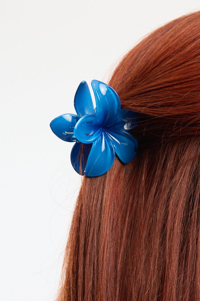 Blue Hibiscus Flower Claw Clip - Image 2