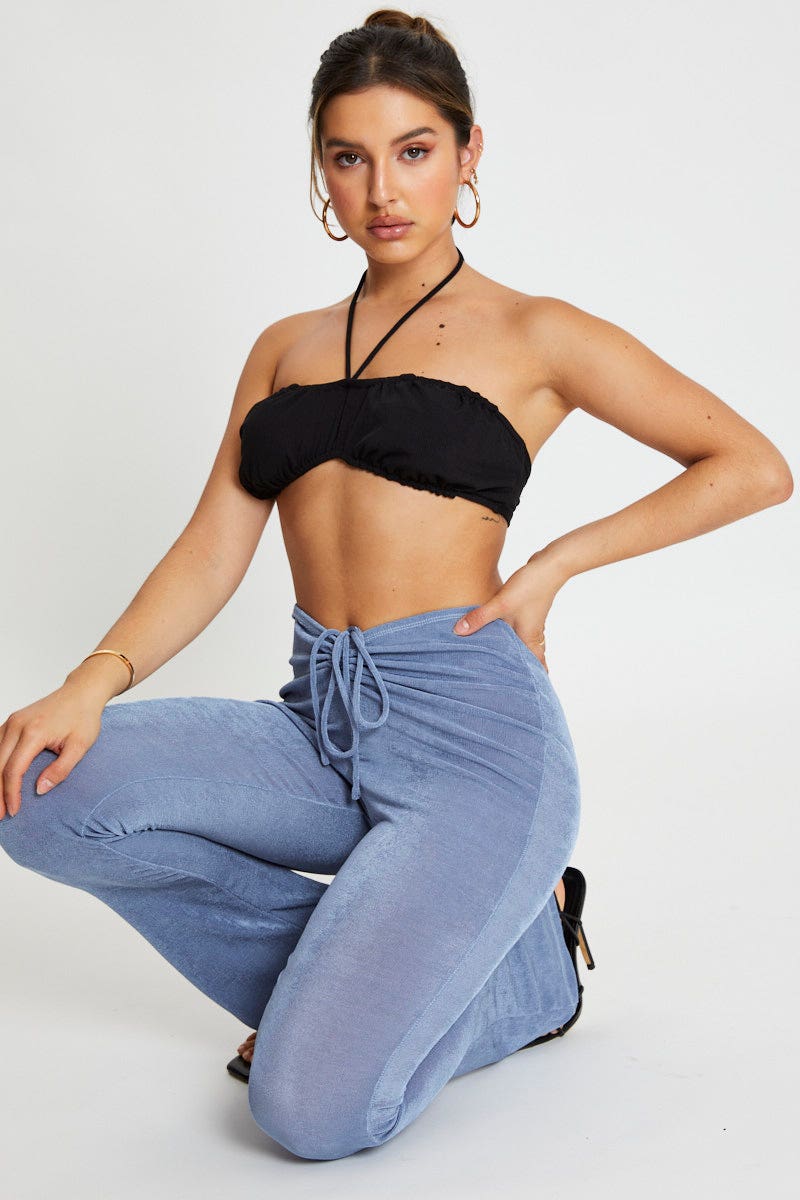 Blue Jersey Pants Flare Leg - Image 5