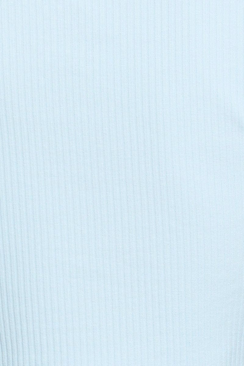 Blue Jersey Top Short Sleeve Collared Ruche - Image 6