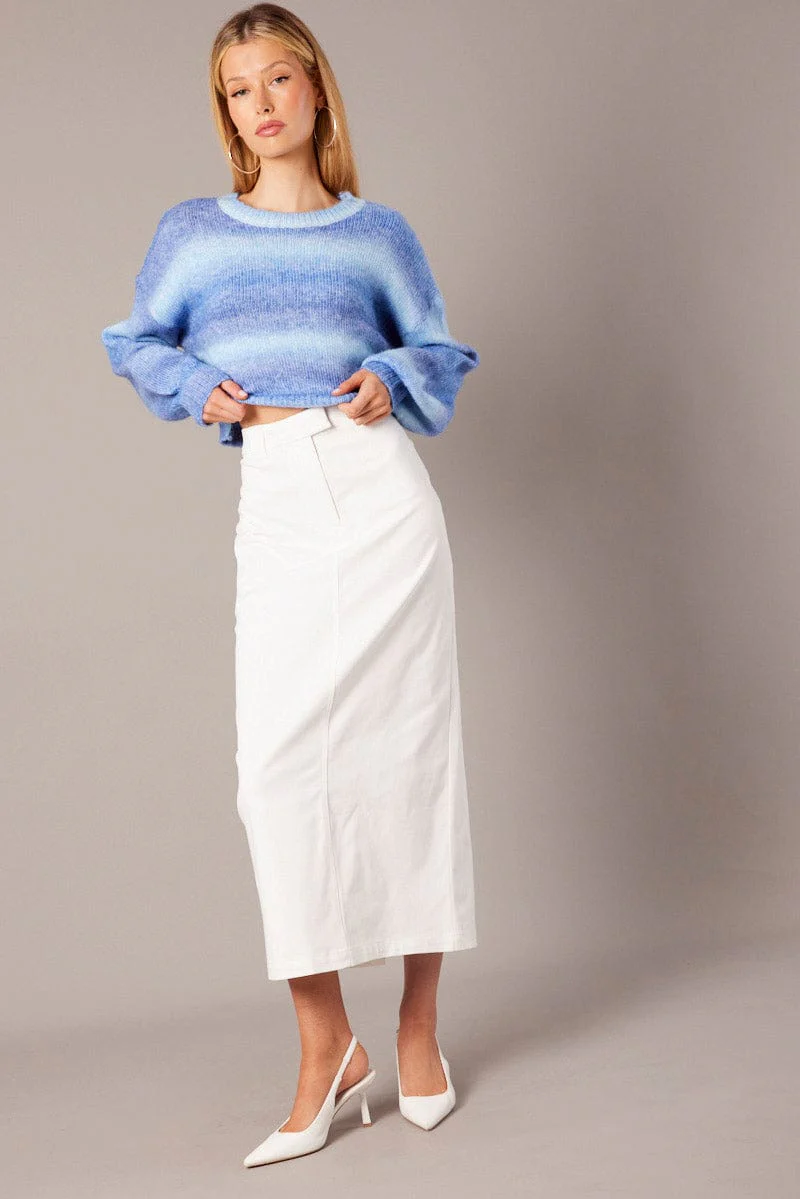 Blue Knit Top Long Sleeve Ombre - Image 2