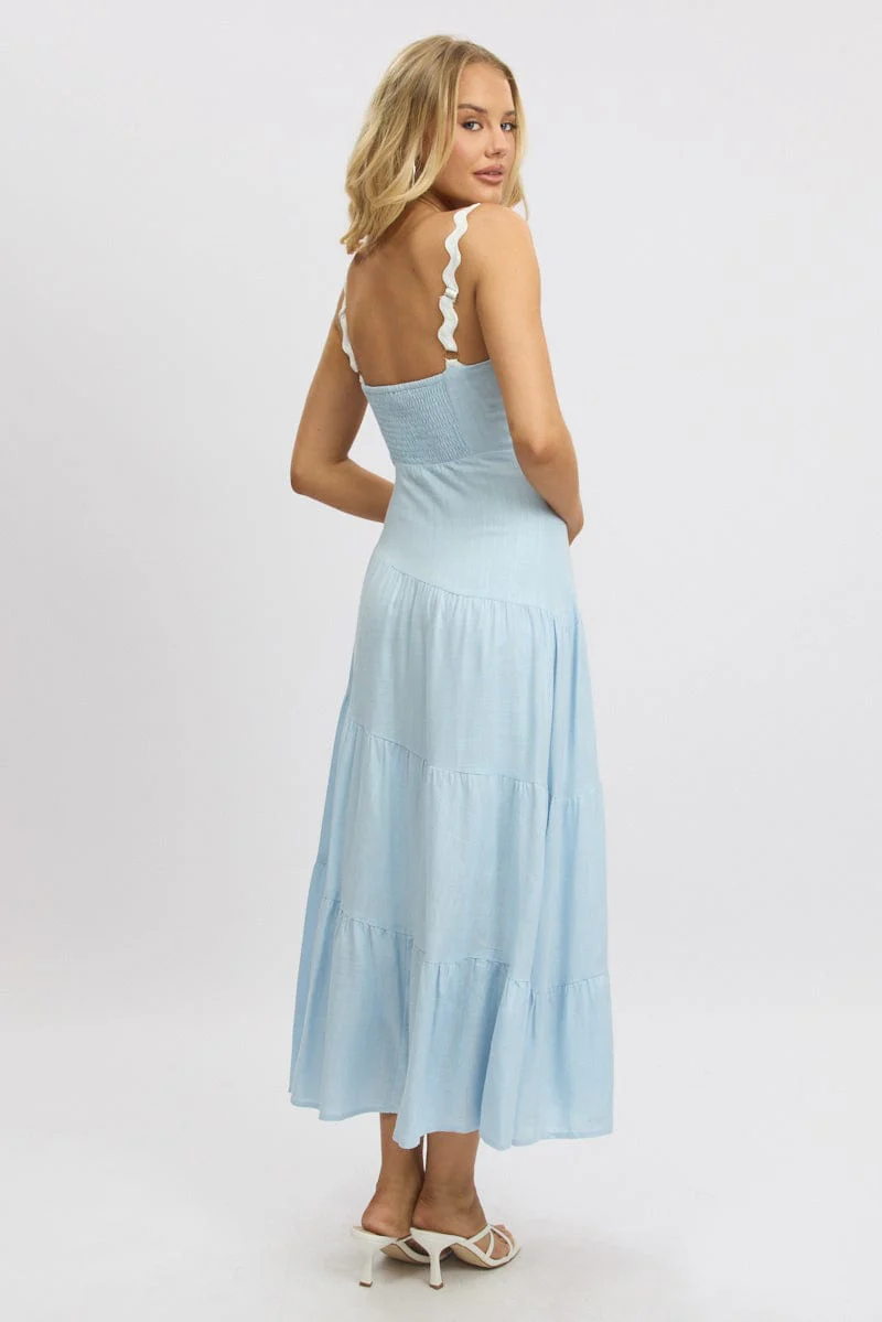 Blue Maxi Dress Tiered Ric Rac - Image 5