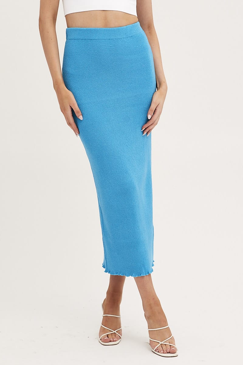 Blue Maxi Skirt Knit High Waist - Image 2