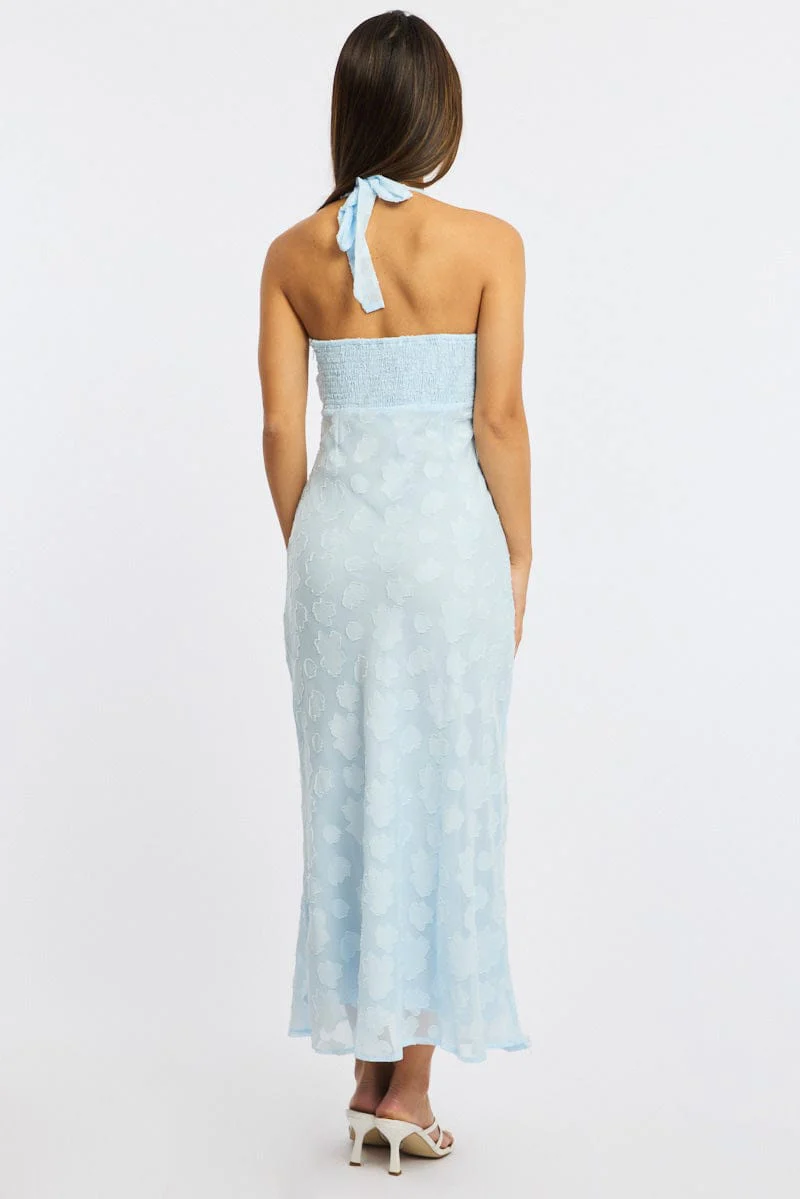 Blue Midi Dress Halter Neck - Image 4