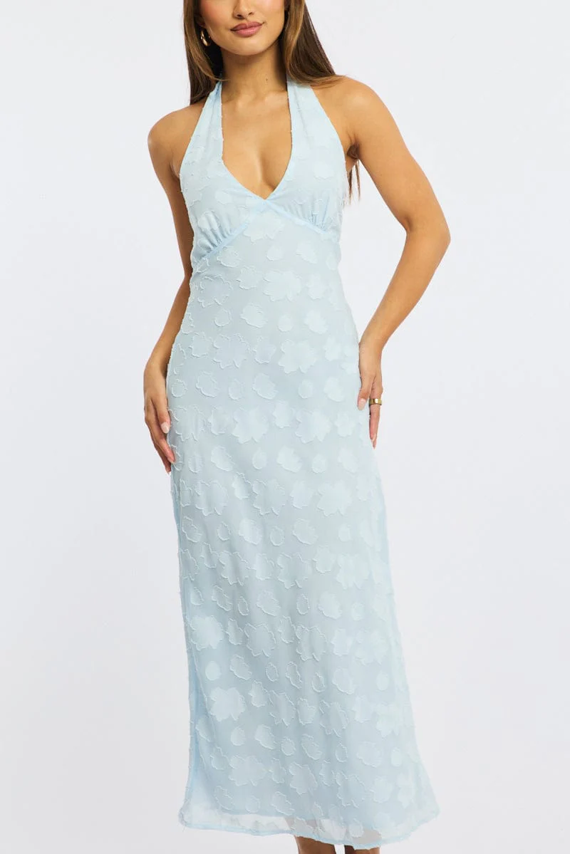 Blue Midi Dress Halter Neck - Image 5