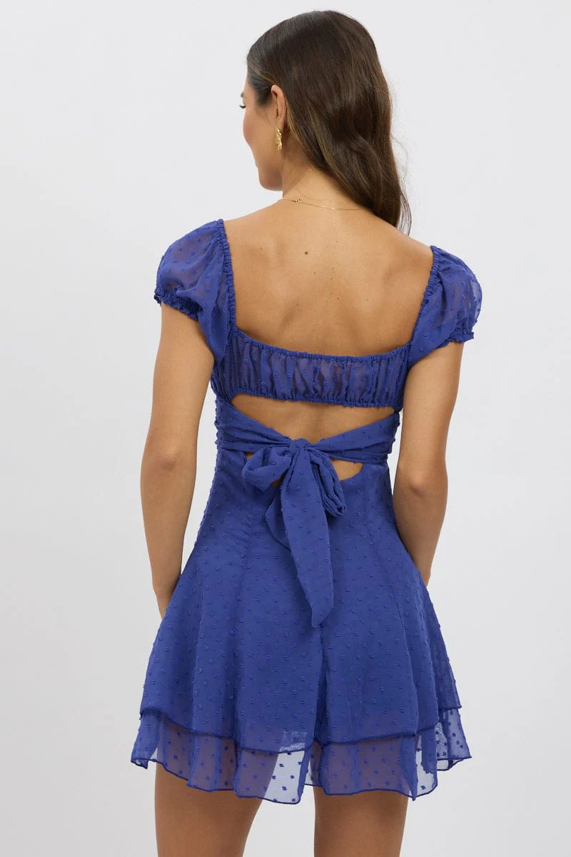 Blue Mini Dress Back Tie - Image 5