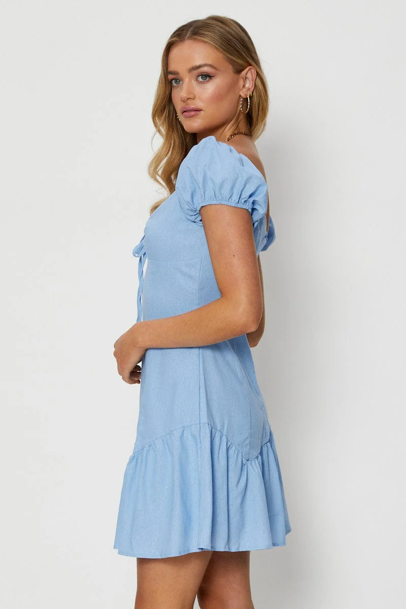 Blue Mini Dress Skater - Image 4