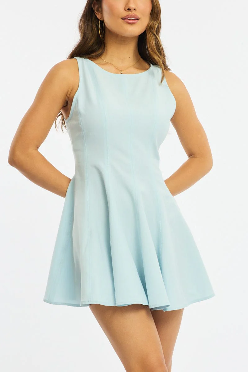 Blue Mini Dress Sleeveless - Image 5
