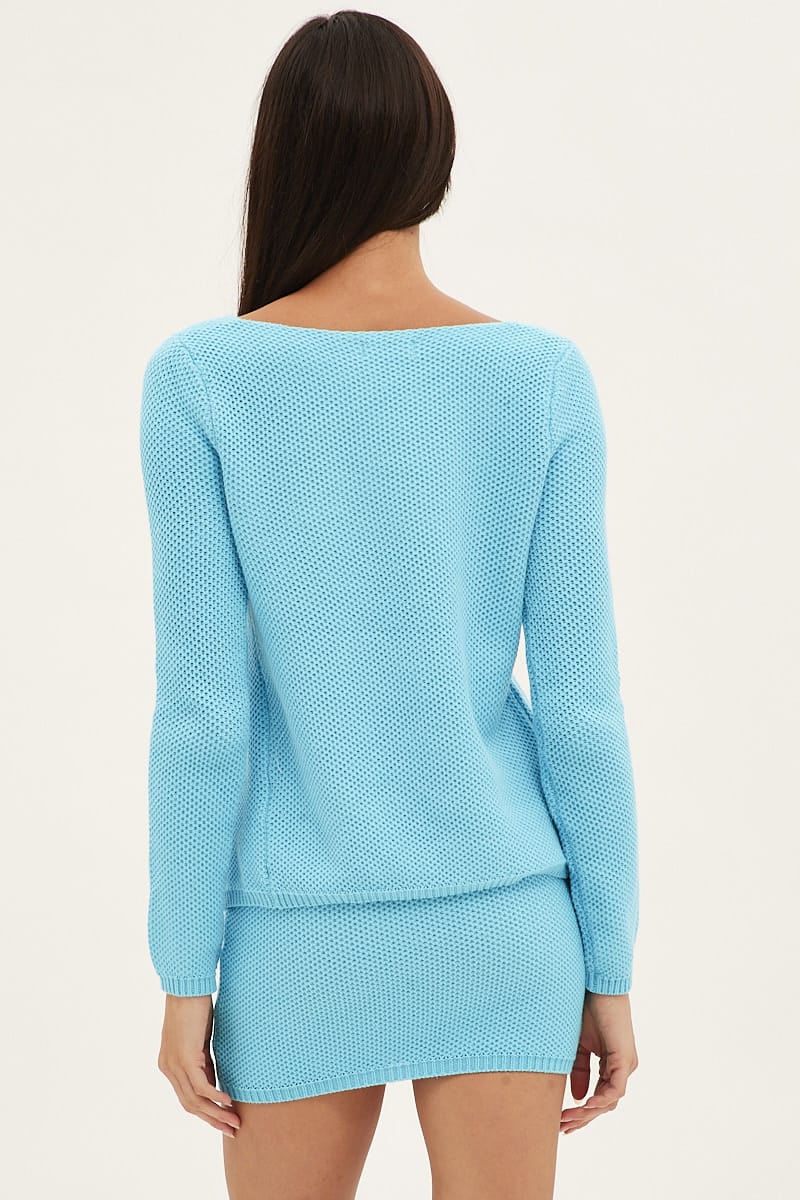 Blue Mini Skirt Crochet Cotton Blend - Image 5