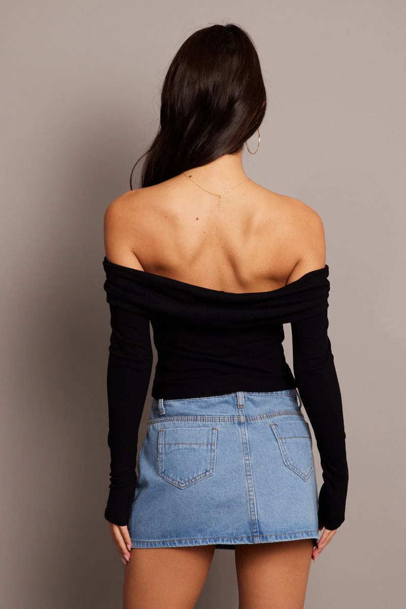 Blue Mini Skirt Mid Rise - Image 5