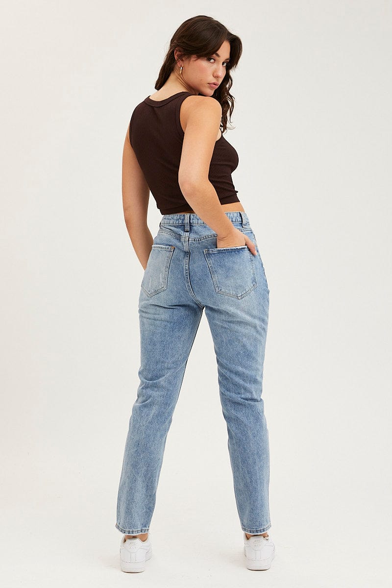 Blue Mom Jeans High Rise - Image 5
