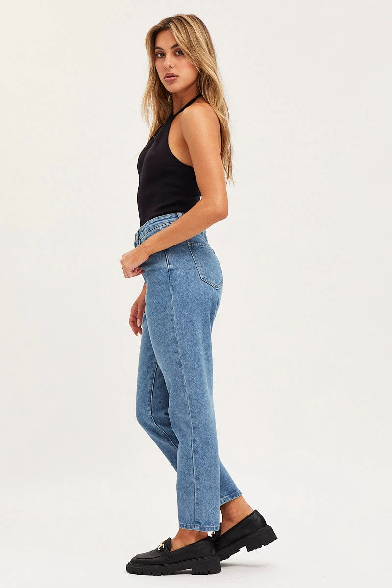 Blue Mom Jeans High Rise - Image 4