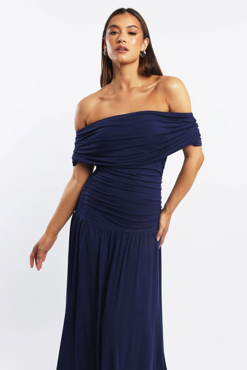 Blue Off Shoulder Maxi Dress - Image 2