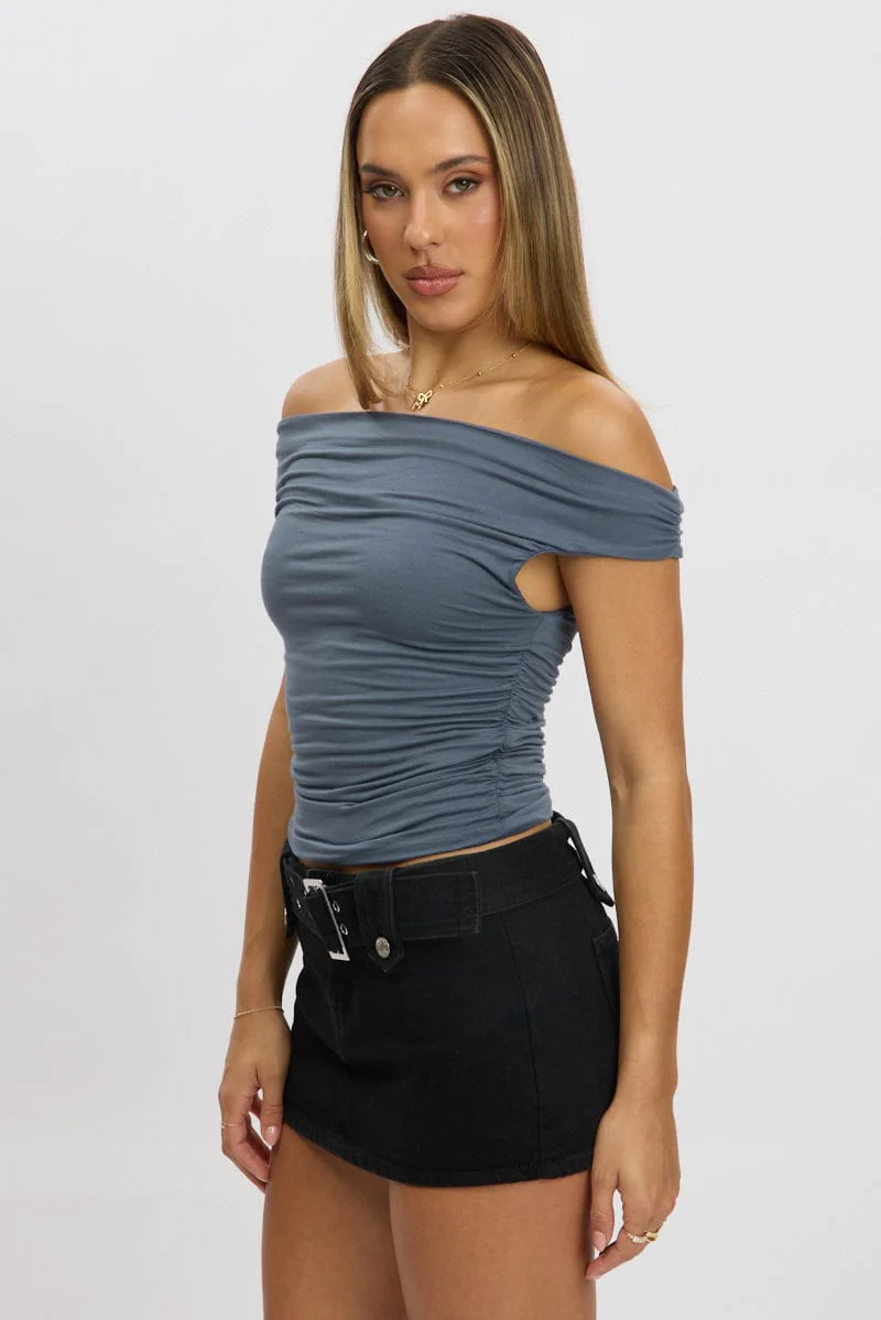 Blue Off Shoulder Top - Image 4