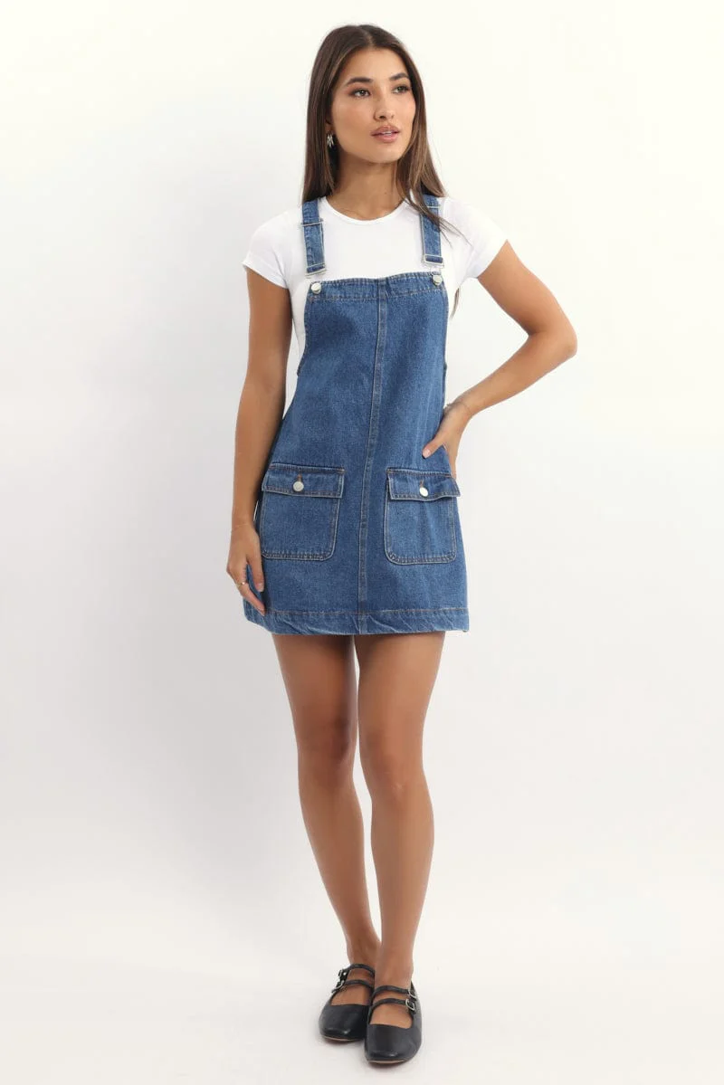 Blue Overall Mini Dress - Image 2