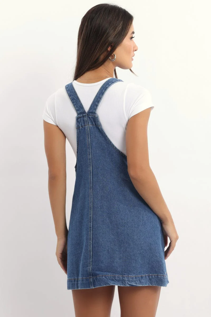 Blue Overall Mini Dress - Image 4