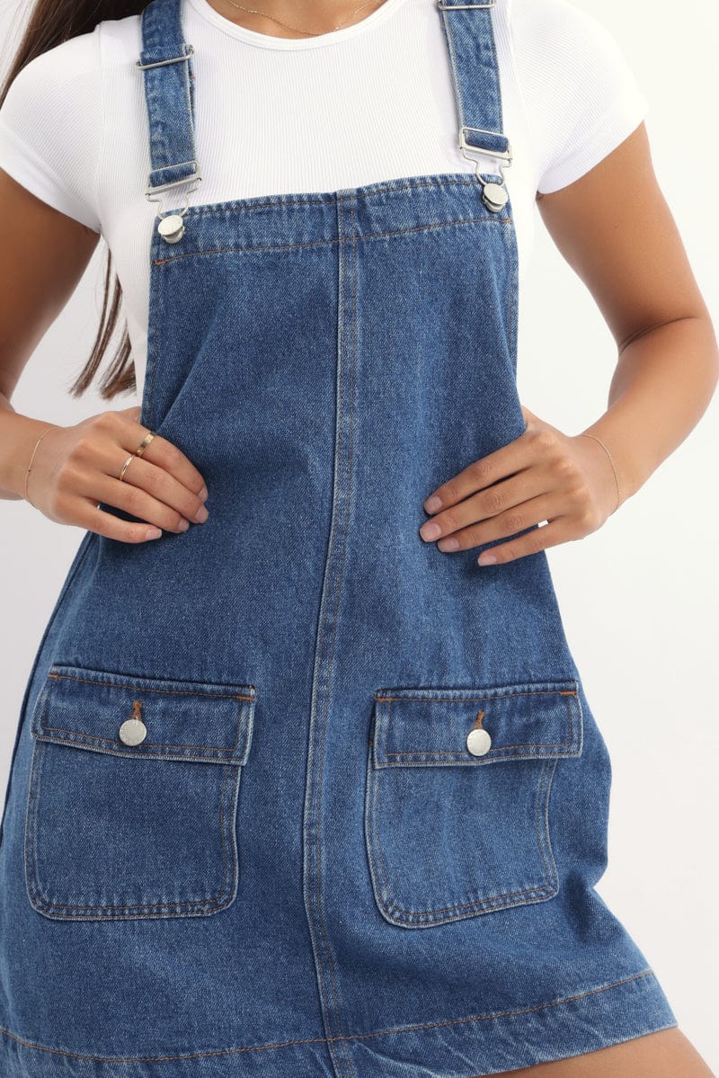 Blue Overall Mini Dress - Image 5