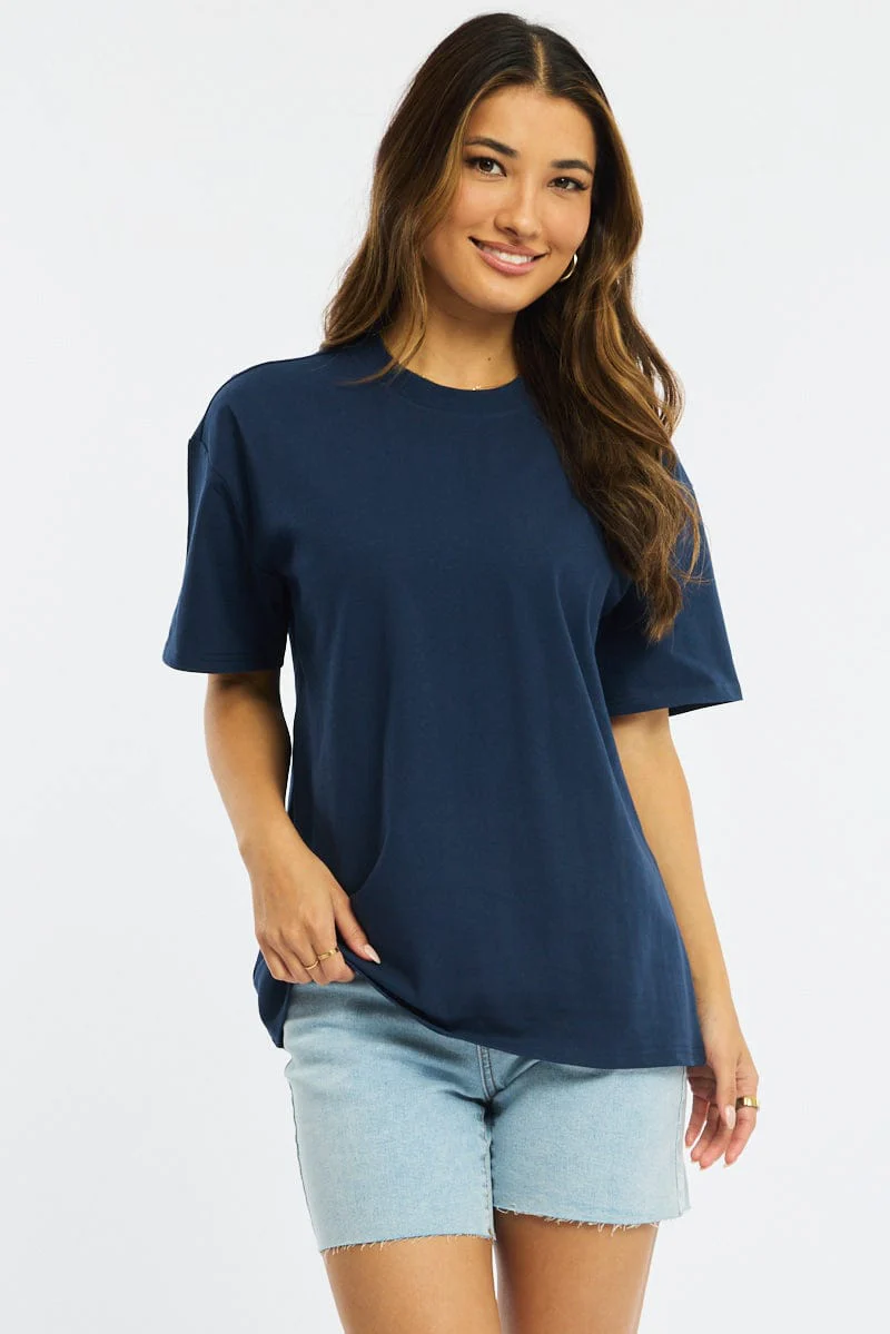 Blue Oversized Tee Short Sleeve