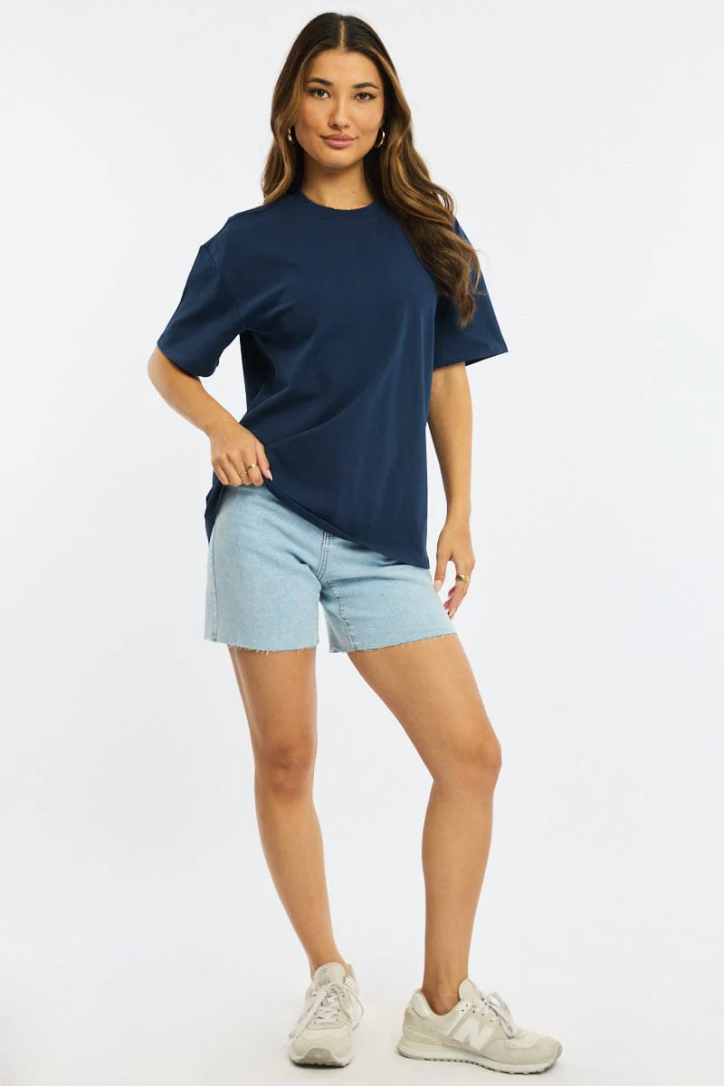 Blue Oversized Tee Short Sleeve - Image 2