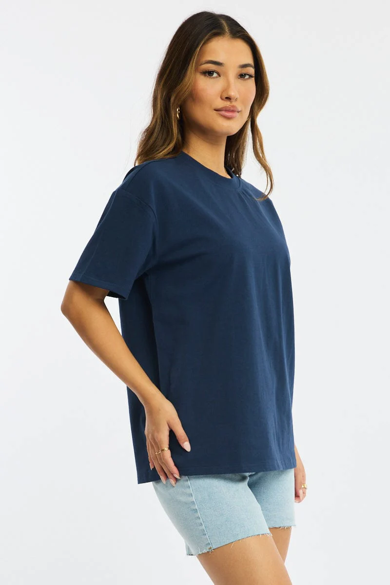 Blue Oversized Tee Short Sleeve - Image 3
