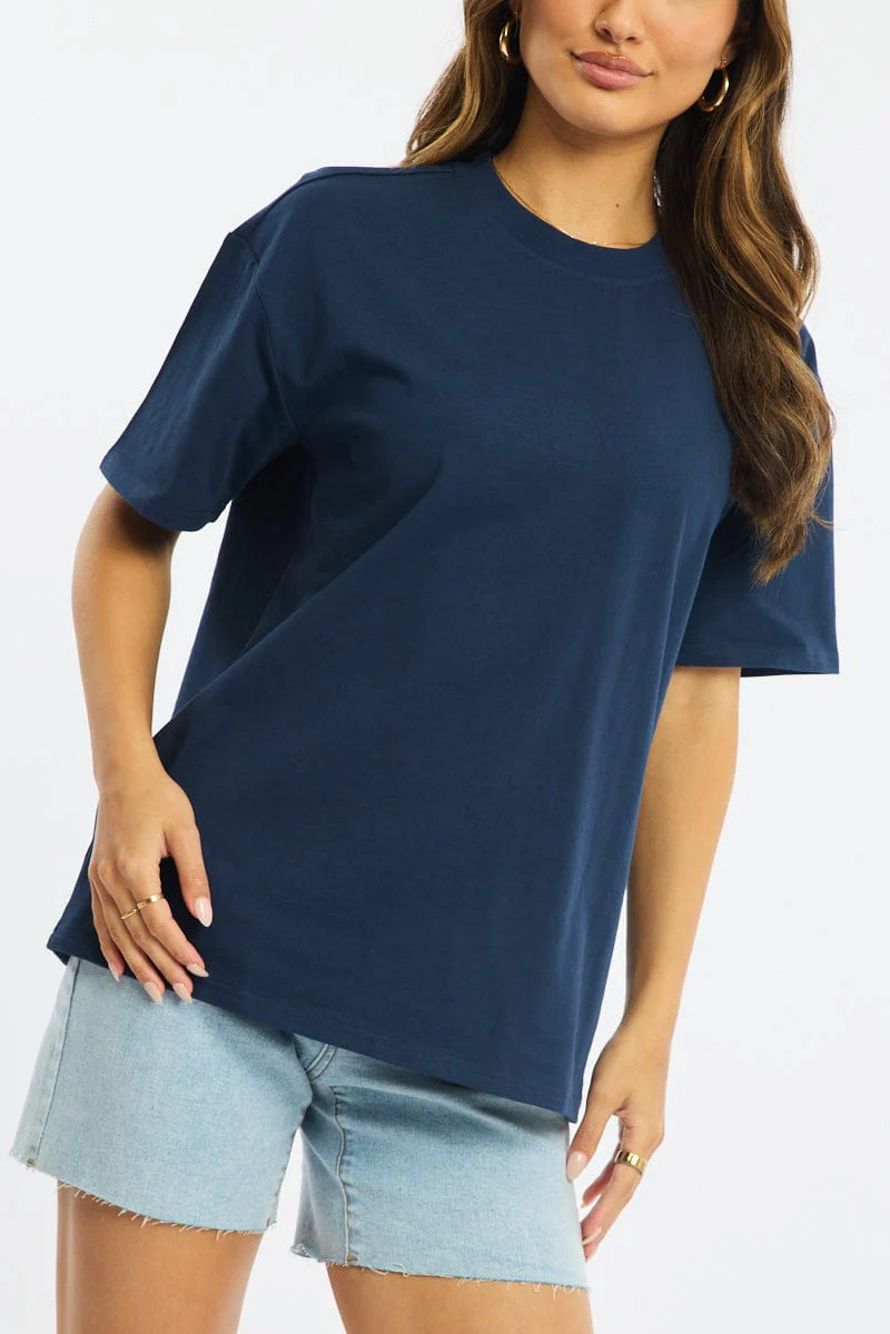 Blue Oversized Tee Short Sleeve - Image 5