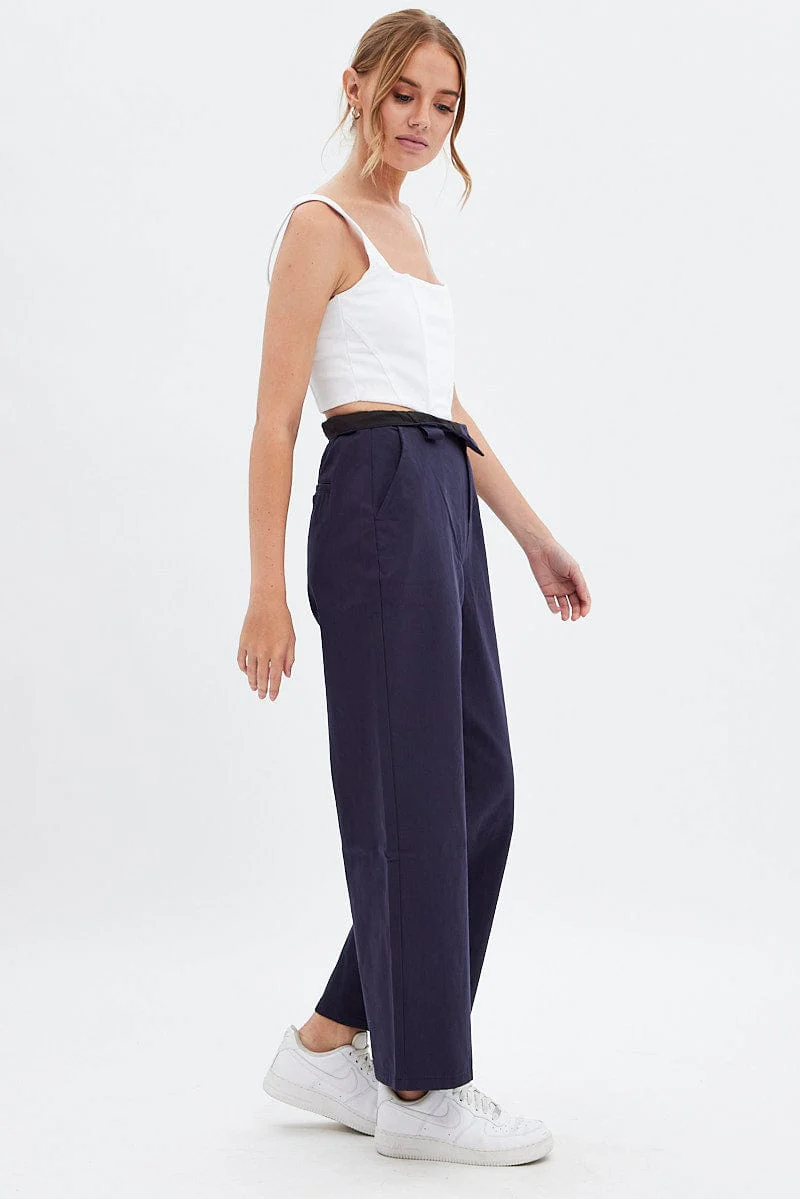 Blue Pant Straight Leg Turned Down Waist - Image 4