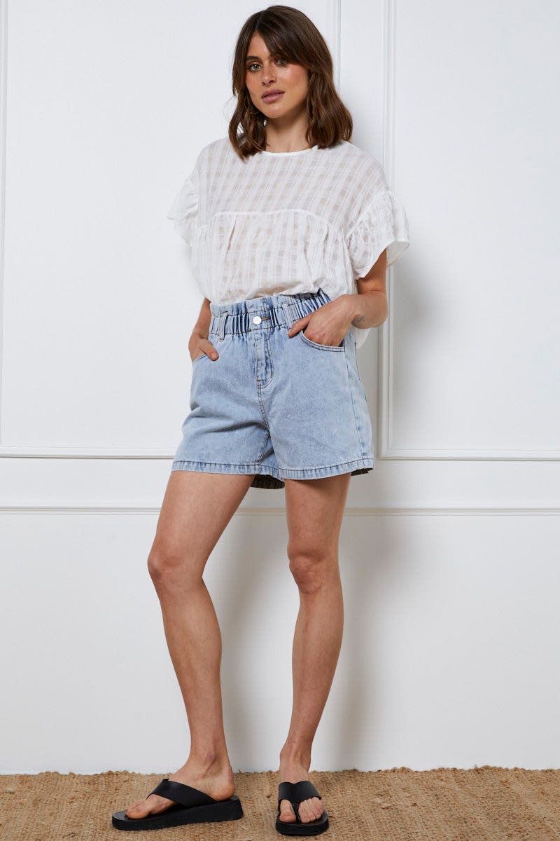 Blue Paper Bag Jeans High Waist Denim - Image 3
