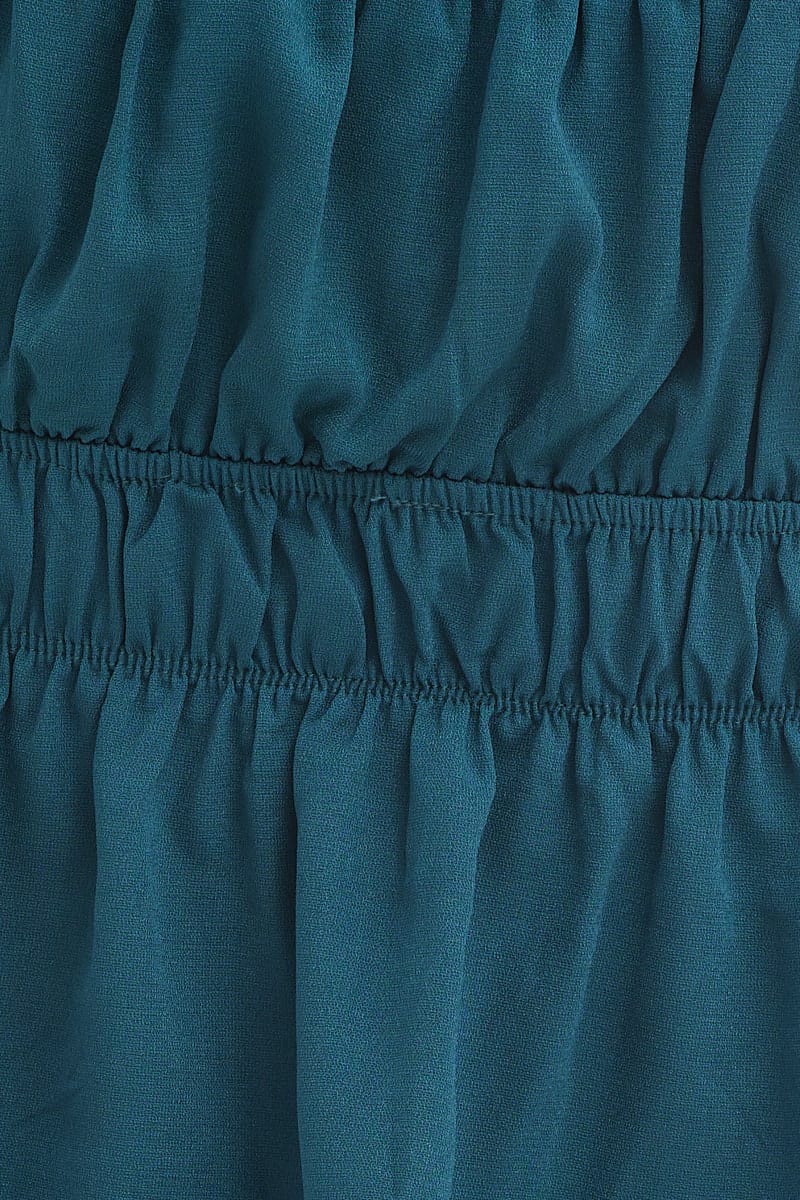 Blue Peplum Top Long Sleeve Ruched Front - Image 6