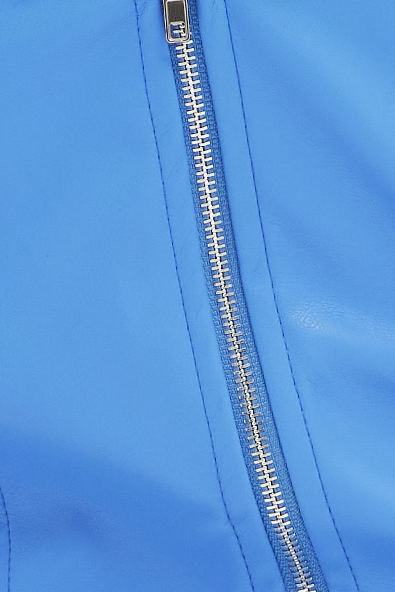 Blue Faux Leather Corset Sleeveless Strapless Bandeau - Image 6