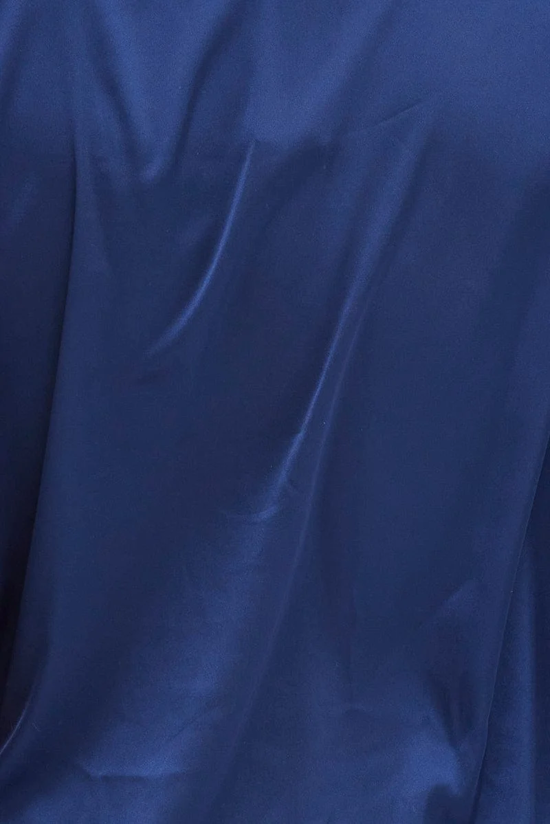 Blue Pyjama Set Short Sleeve Satin Piping PJ - Image 6