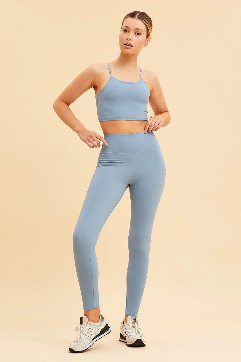 Blue Rib Legging Active Stretch Full Length - Image 3