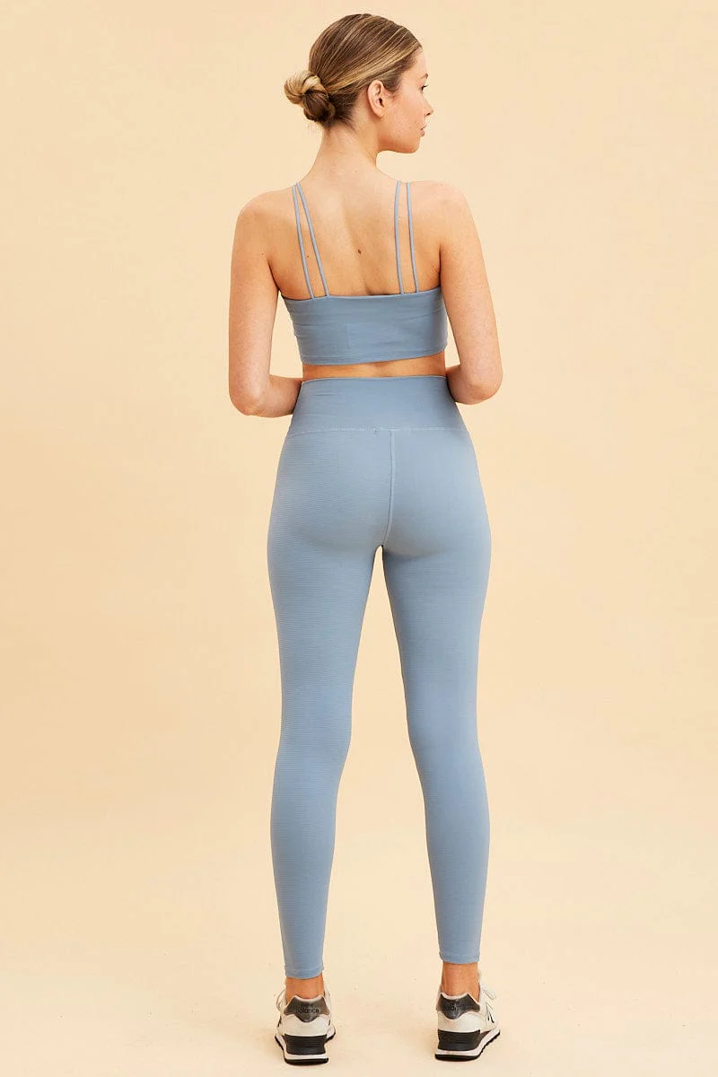 Blue Rib Legging Active Stretch Full Length - Image 5