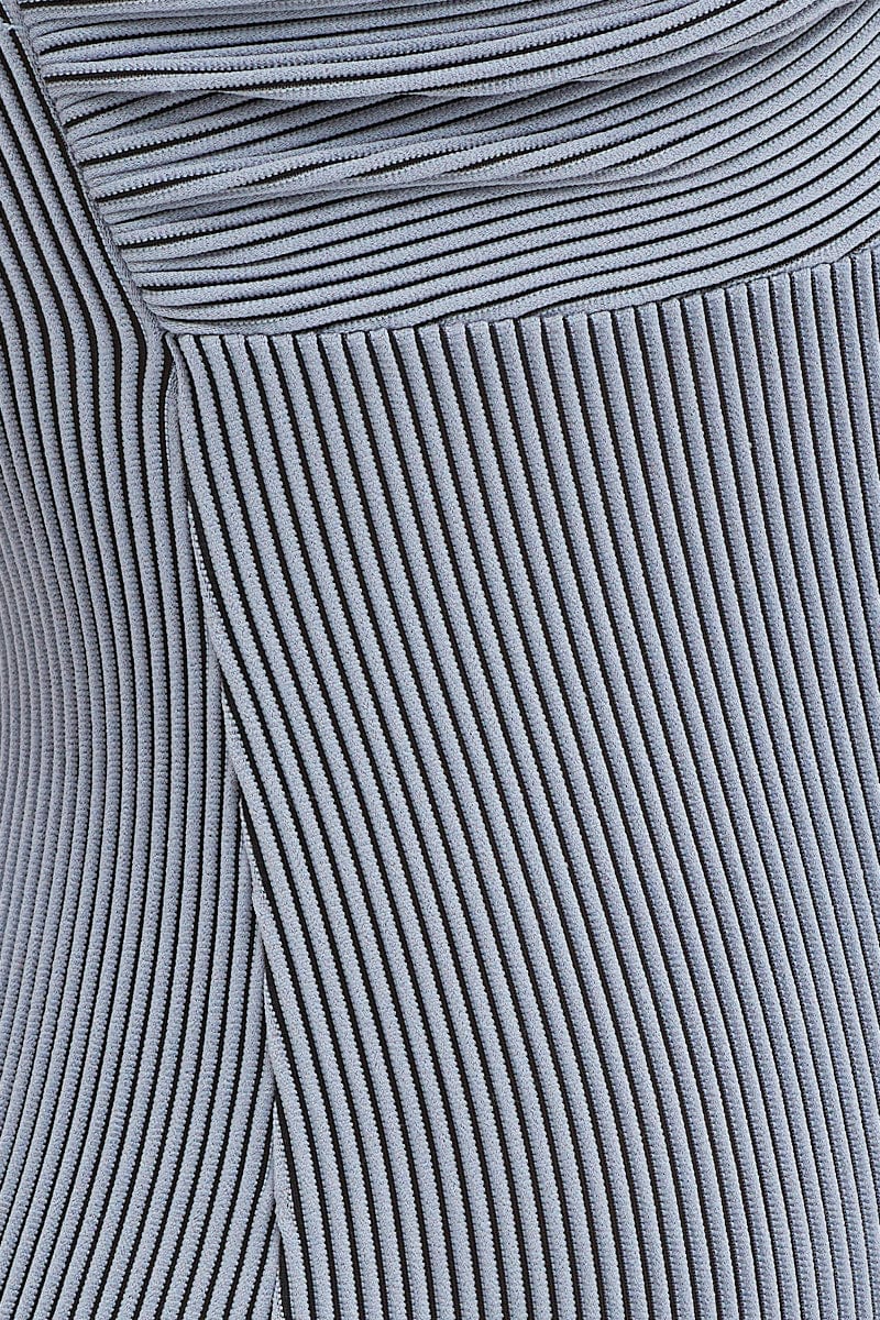 Blue Ribbed Twist Front Bodysuit - Image 6