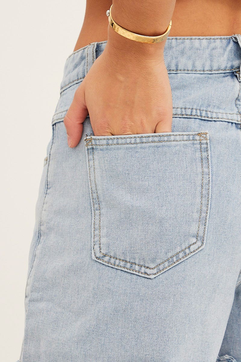 Blue Shorts High Rise Relaxed - Image 6