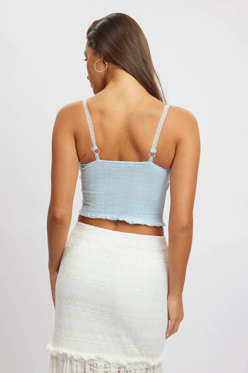 Blue Singlet Top Textured - Image 4