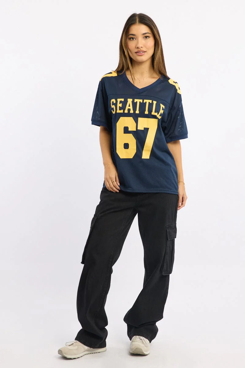 Blue Sport Tee V-neck - Image 2