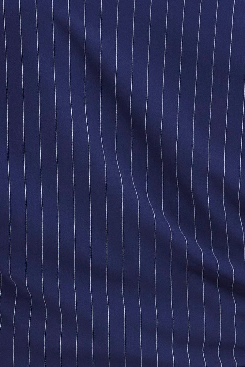 Blue Stripe Mini Skirt High Rise Pencil Side Slit - Image 6