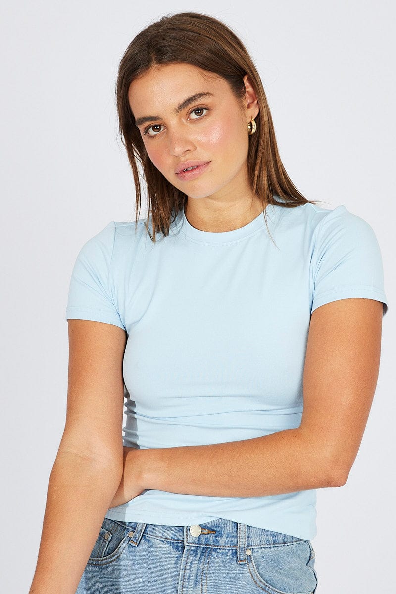Blue Supersoft Top Short Sleeve Round Neck - Image 2
