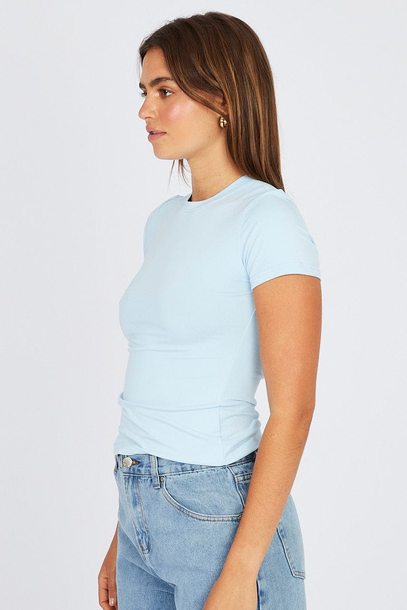 Blue Supersoft Top Short Sleeve Round Neck - Image 4