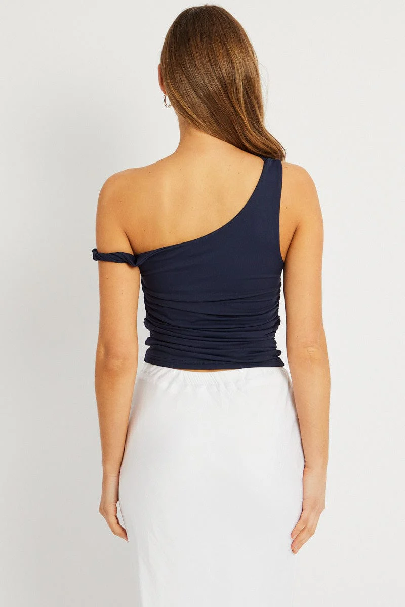 Blue Supersoft Top Twist off Shoulder - Image 5