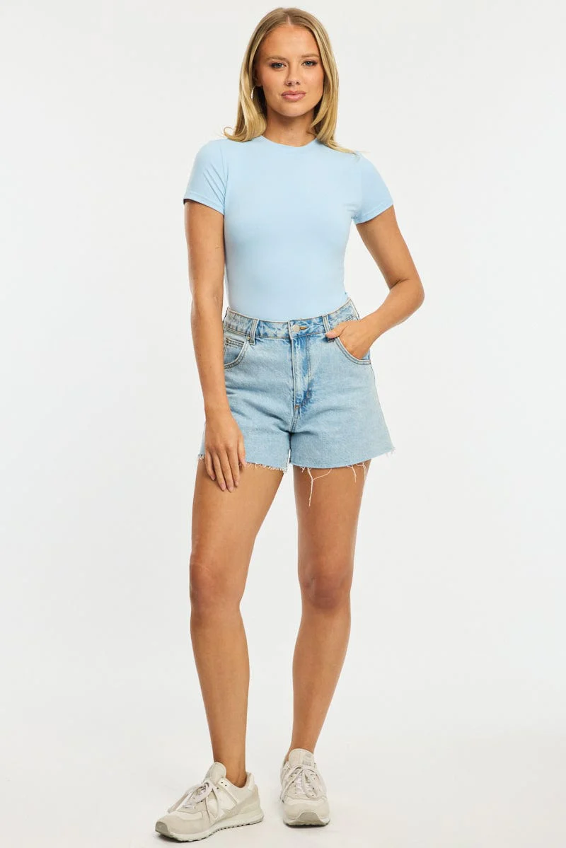 Blue T-shirt Short Sleeve Crew Neck - Image 2