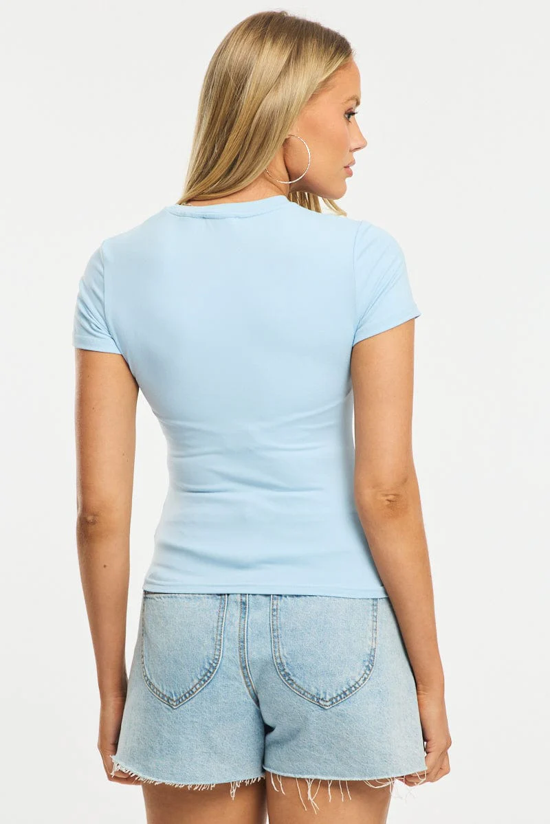 Blue T-shirt Short Sleeve Crew Neck - Image 4