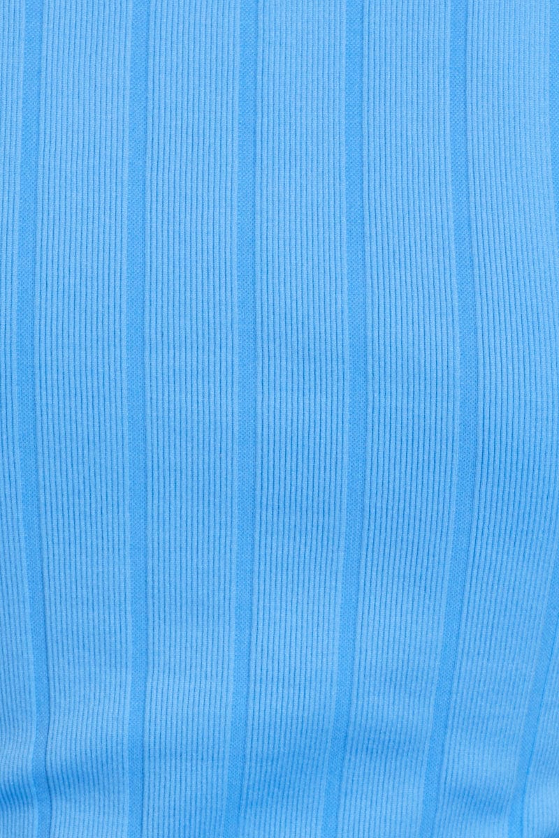 Blue Tank Top Seamless Crop High Neck - Image 6