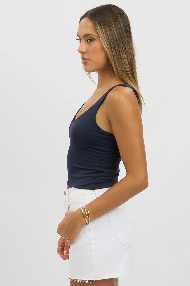 Blue Tank Top V Neck Supersoft - Image 4