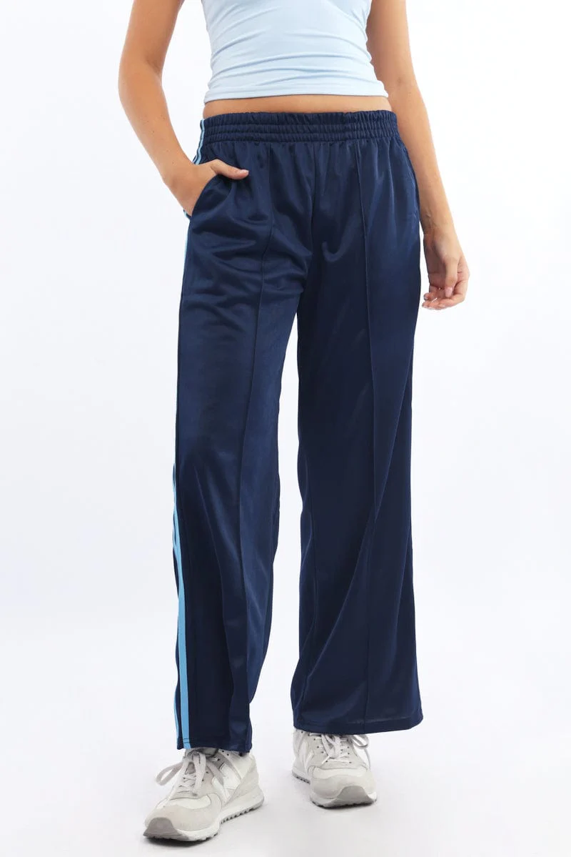 Blue Track Pants Side Stripe - Image 2