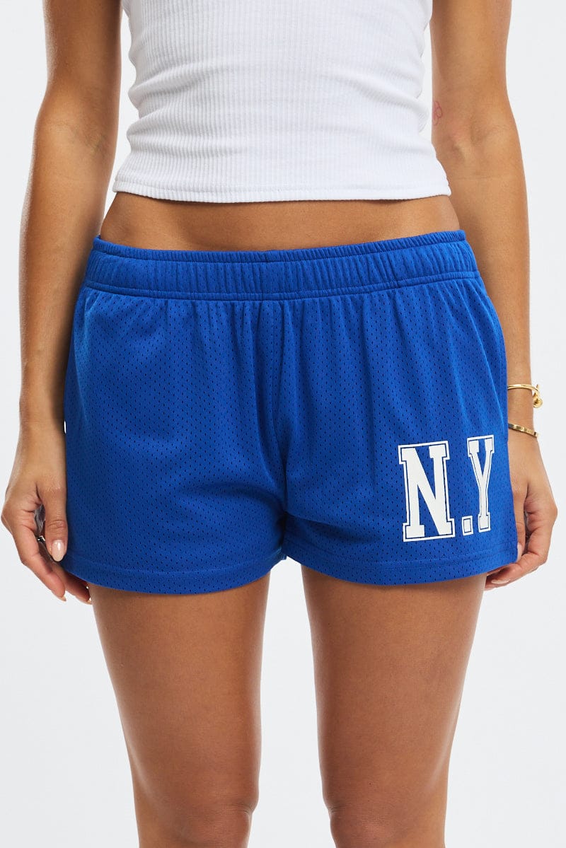 Blue Track Shorts Elastic Waist - Image 2