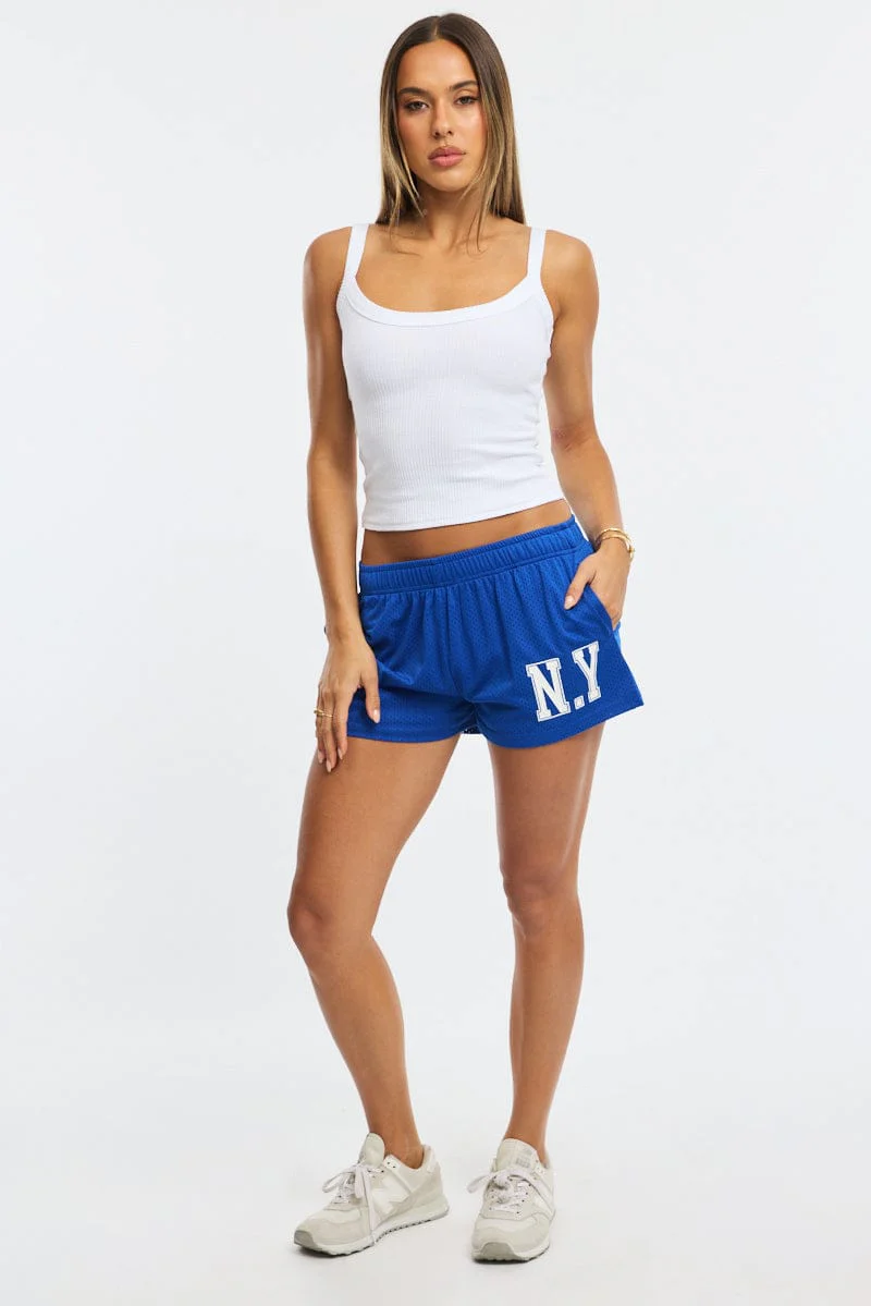 Blue Track Shorts Elastic Waist - Image 3