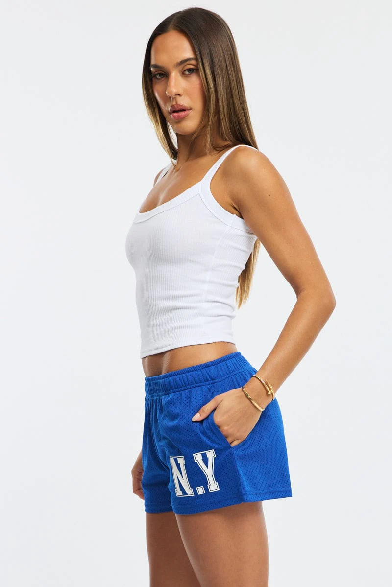Blue Track Shorts Elastic Waist - Image 4