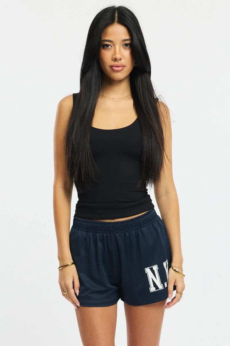 Blue Track Shorts Elasticated Waist