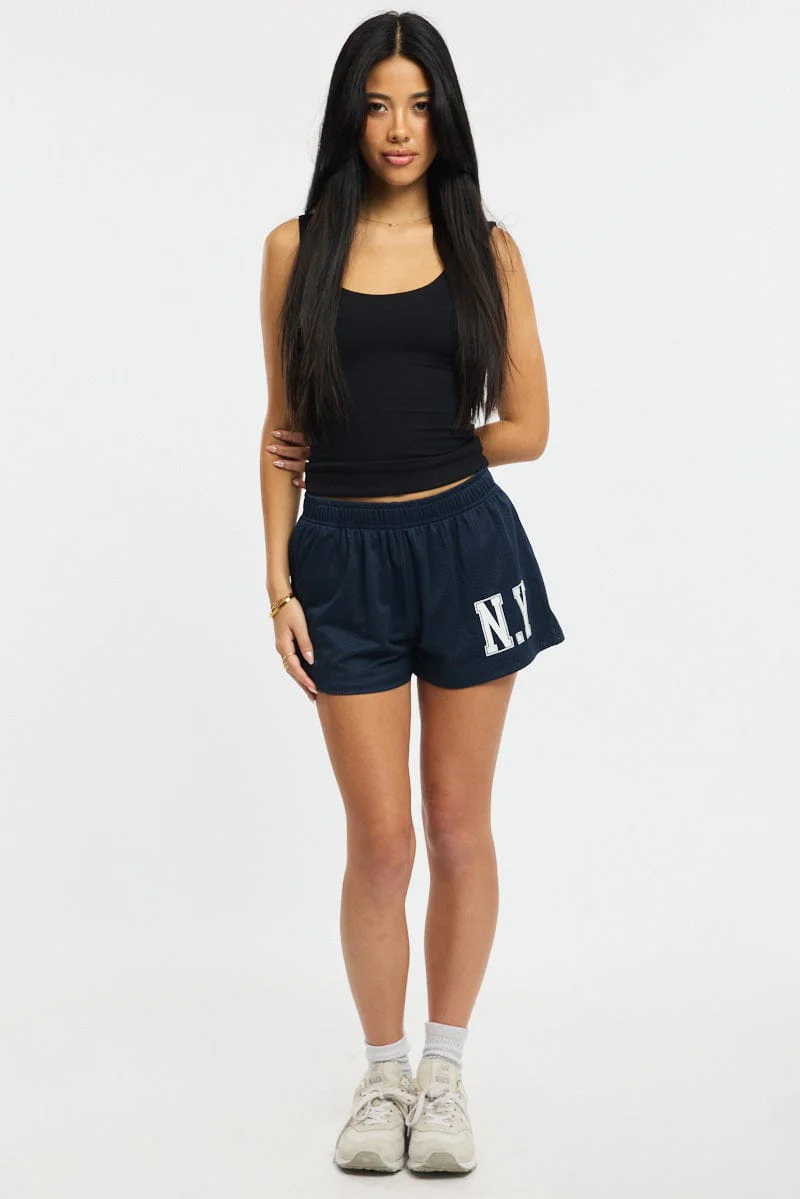 Blue Track Shorts Elasticated Waist - Image 3