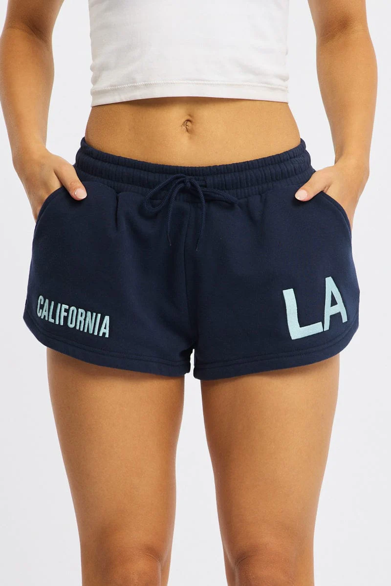 Blue Track Shorts Elasticated Waist - Image 2